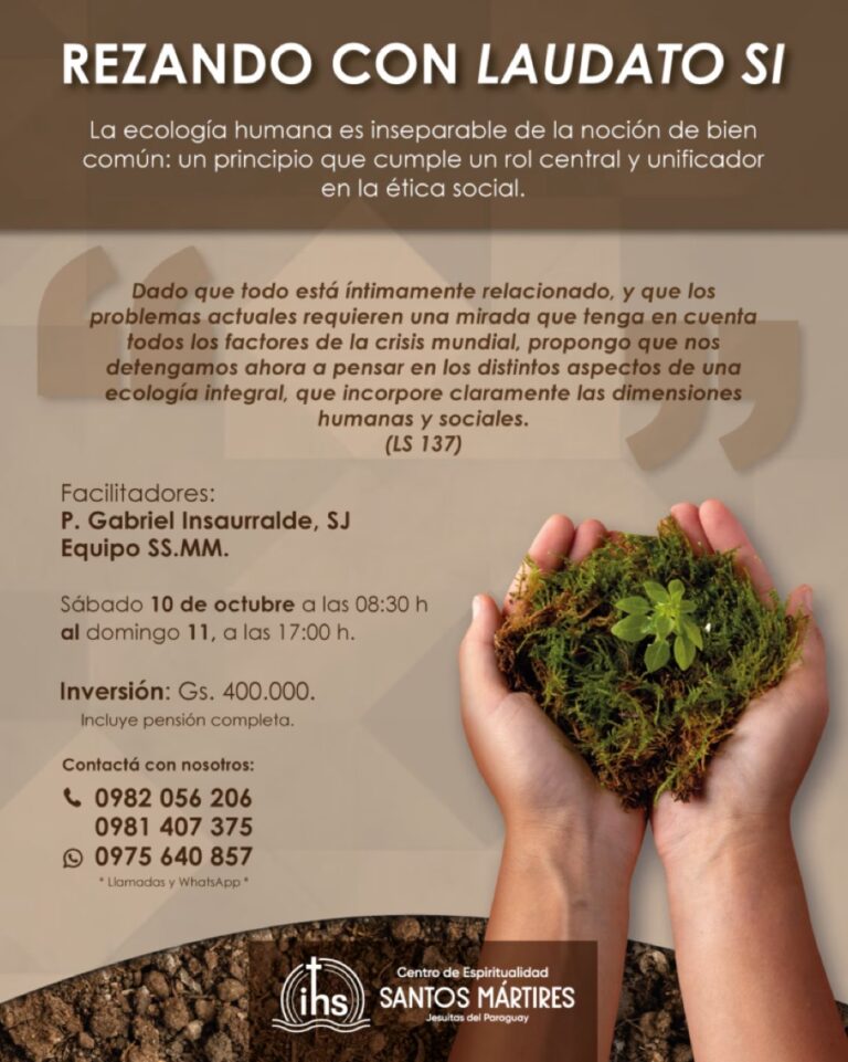 Placa del retiro «Rezando con Laudato Si» del 10 y 11 de octubre en Santos Mártires